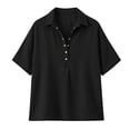 thumbnail image 6 of Jeans Shirt for Women Loose Fit Vintage Washed Denim T Shirt Summer Lightweight Going Out Jean Top Casual Polo Shirts Black S, 6 of 6