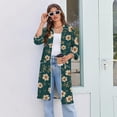 thumbnail image 6 of Women's Robes Zipper Lightweight Loose Fit Womens Bathrobe Zip Up Front 3/4 Sleeve Knee Length Vintage Floral Print Plus Size Pajama Sleepwear with Pockets Dark Green XXL, 6 of 7