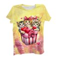 thumbnail image 3 of Xdegoge Womens Valentines Top Short Sleeve Crew Neck Pullover Cute Playful Valentine Prints Tops Casual Loose Plus Size Pullovers, 3 of 6