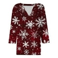 thumbnail image 5 of 3/4 Sleeve Holiday Tops for Women Christmas Outfits V Neck Loose Fit Funny Graphic Tee Shirts Festive Clothes (XL, Wine), 5 of 5