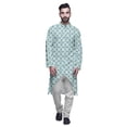 thumbnail image 1 of Atasi Cotton Slub Printed Fashion For Men Asymmetric Button Down Kurta For Men, 1 of 5