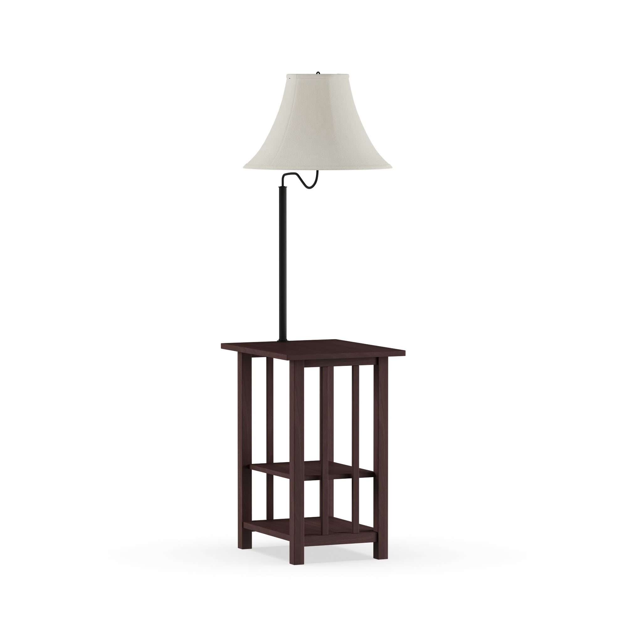 3-Rack End Table Floor Bell Lamp Shade Light Espresso Side Combination Bedroom