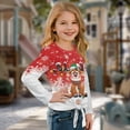 thumbnail image 3 of DISNIMO Christmas Deer Snowflake Printed Girls Long Sleeve Shirts Kids Lace Up Shirts Casual Crew Neck Pullover Top Fashion Loose Blouse Shirts, 3 of 8