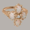 thumbnail image 5 of LBG British Made 14k Rose Gold Cubic Zirconia & Opal Womens Cluster Ring - 33 size options - Size 11.75, 5 of 6