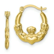 Primal Gold 10 Karat Yellow Gold Claddagh Lightweight Hoop Earrings