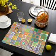 thumbnail image 3 of Colorful Ethnic Placemats Set of 4, Modern Abstract National Geometric Green Placemats for Dining Table, Place Mats for Kitchen Tabletop, Waterproof Wipeable Dining Table Mats Set, 3 of 9