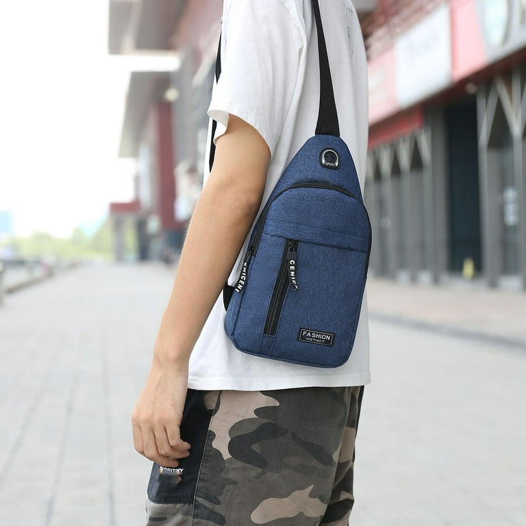 Canvas Crossbody Shoulder Messenger Bag for Men - Fashionable Casual F