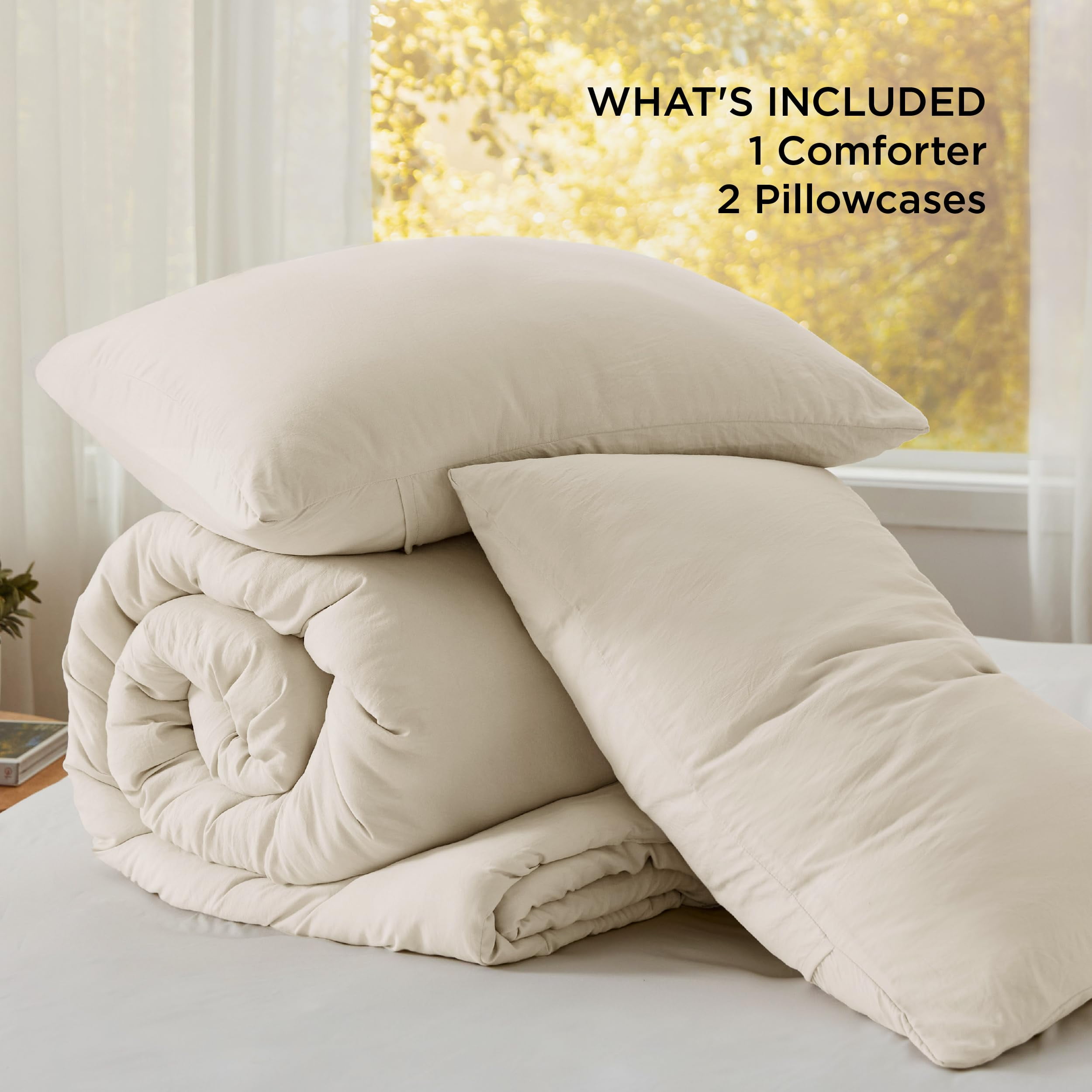 U by Bedsure 3 Pieces King Comforter Bedding Set, White Comforter Set for All Seasons, 1 Lightweight Prewashed Comforter and 2 Pillowcases, King, White Swan