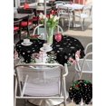 thumbnail image 4 of Outdoor Tablecloth with Umbrella Hole and Zipper, Christmas Black Round Table Cloth 60 Inch Waterproof Tablecloth, Winter Snowman Xmas Pine Branch Cardinal Bird Picnic Table Cover for Patio Camping, 4 of 7