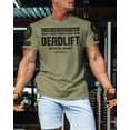 thumbnail image 3 of Gymish Deadlift Sets Us Apart Workout Shirt for Men – Funny Lifting Gym T-Shirt, Fitness Gift for Men, Military Green with Sleeve Logo, X-Large, 3 of 6