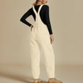 thumbnail image 4 of successthop Fleece Overalls for Women Solid Color Casual Loose Jumpsuit Long Sleeved V Neck Jumpsuit Casual Pajama Pocket Jumpsuit White 2XL, 4 of 9