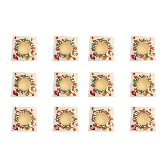 Fiudx Caja de Regalo Navideña para Refrigerios, Caja de Papel con Estampado Festivo, Cartón Apto para Uso Alimentario, Ideal para Galletas, Pasteles, Cupcakes, Regalos de Fiesta, Embalaje para Regalo
