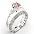 thumbnail image 3 of Beautiful 2.25 Carat Round Cut Morganite And Diamond Moissanite Floral Engagement Ring, Antique Wedding Ring, Two Matching Band in 925 Sterling Silver With 18k White Gold Plating, Gift For Her, 3 of 4