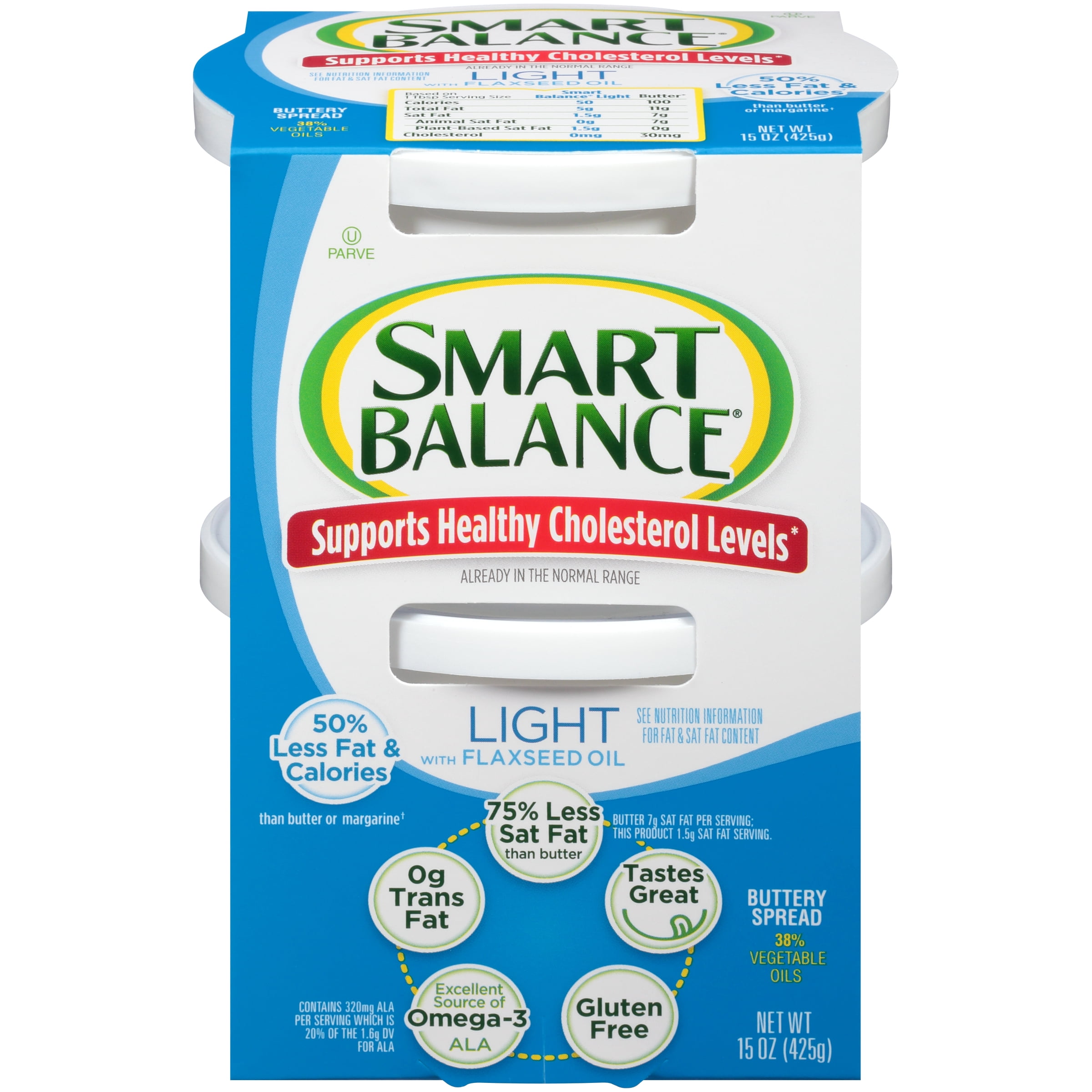 Smart Balance Light Buttery Spread with Flaxseed Oil, 7.5 OZ (Pack of 2