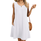 thumbnail image 1 of Vestido de Verano para Mujer, Color Liso, Cuello Redondo, Plisado, Sin Mangas, con Bolsillos, , Talla XL, 1 of 9