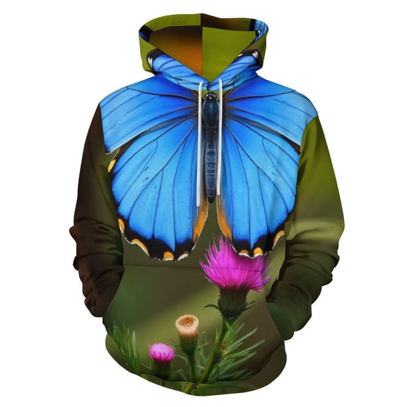Blue Morpho Butterfly Bloom Men's Women New Sweatshirt Hoodie Men's Plus Size Sweatshirt Hooded Sweatshirt 3d Printed Street Men's Cloth