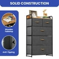 thumbnail image 3 of ModFusion Modern 5 Foldable Drawers Fabric Dresser Unit Organizer with Wood Handle – Dark Gray, 3 of 8