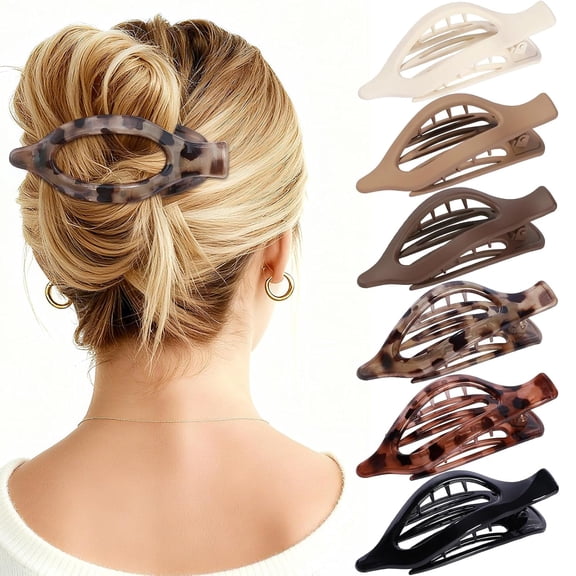 ZHUYING Flat Hair Clips for Women - 10 PCS French Flat Claw Clips Medium Hair Clips for Girls Large Hair Claw Clips for Thick or Thin Hair Strong Hold No Slip Hair Accessories for women (Transparent)