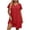 Red, variant on Vivianyo HD Women's Casual Short Sleeve Mini Dress, V-Neck Crinkle Textured Shift Dress, Women's Blue, Sizes L-5XL