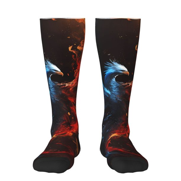 Balery Red And Blue Fire Bird Calcetines novedosos Calcetines deportivos Calcetines hasta la rodilla Calcetines de algodón Calcetines originales y geniales