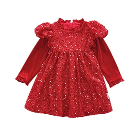 

Toddler Girls Casual Dresses Sequin Glitter Party Carnival Children Kids Dress Holiday Wear