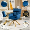 thumbnail image 7 of Swivel Office Chair, Velvet Upholstered Computer Chair with Thick Seat Cushion, Comfy Vanity Chair Reading Chair Single Sofa Chair Living Room Chairs with Gold Metal Legs Support, Dark Blue, 7 of 7