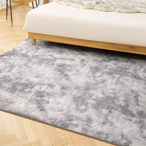 Alfombra de pelo largo con efecto tie dye, alfombra gruesa y encriptada con degradado para sala de estar, dormitorio, cabecera, alfombra para cabecera