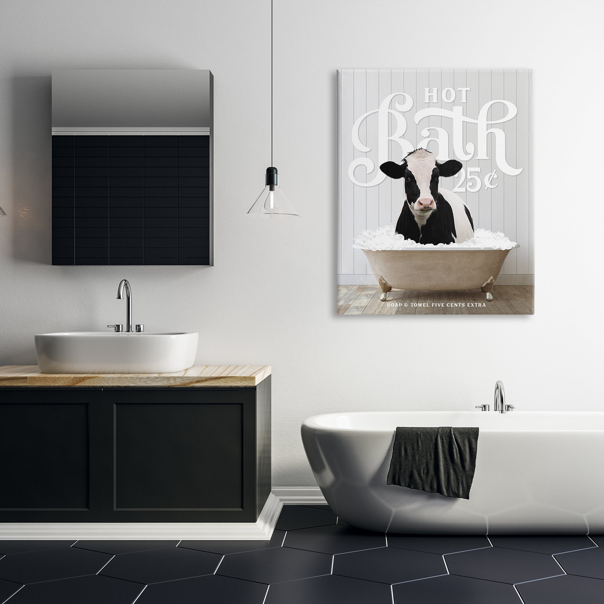 Stupell Industries Vintage Farmhouse Bathroom Animals & Insects Painting Gallery Wrapped Canvas Print Wall Art, 36 x 48