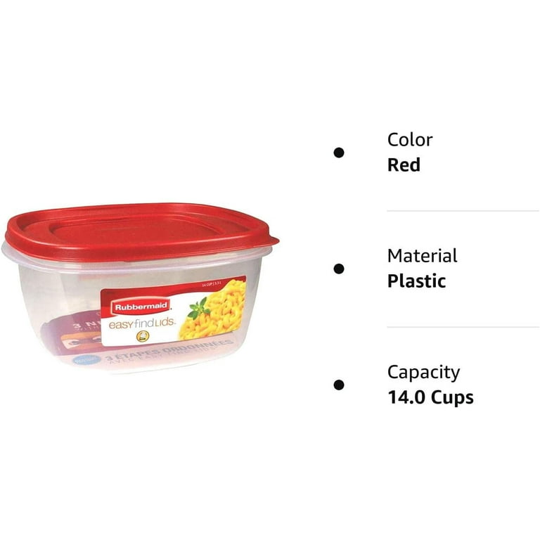 Rubbermaid 2049369 14-Cup Square Container with Red Racer Lid