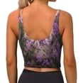 thumbnail image 4 of Uemuo Dog in Lavender Flowers Pattern Women's Sports Bra - High Impact Support, Breathable, and Comfortable Athletic Bra for Running, Yoga, and Workouts, 4 of 9