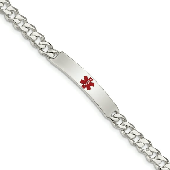 925 Sterling Silver Medical Alert Curb Link Id Bracelet 7.5 Inch Fine Jewelry For Women Gifts For Her
