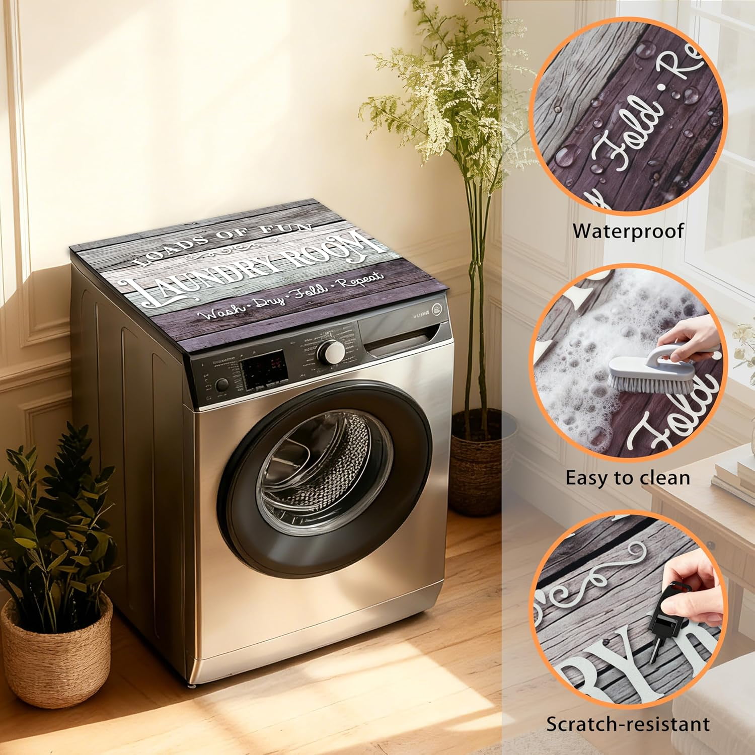 Washer and Dryer Covers for the Top 23.6" X 19.7", Washer and Dryer Top Protector Mat, Non Slip Washing Machine Dust Cover Pad for Laundry Room Kitchen Home Decor