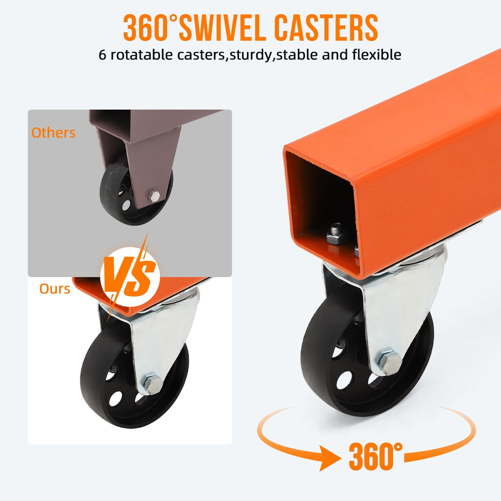 Towallmark Folding Engine Hoist, Cherry Picker with Lever and 6 Casters,Heavy Duty Hydraulic Shop Crane, 2 Ton Max, Orange