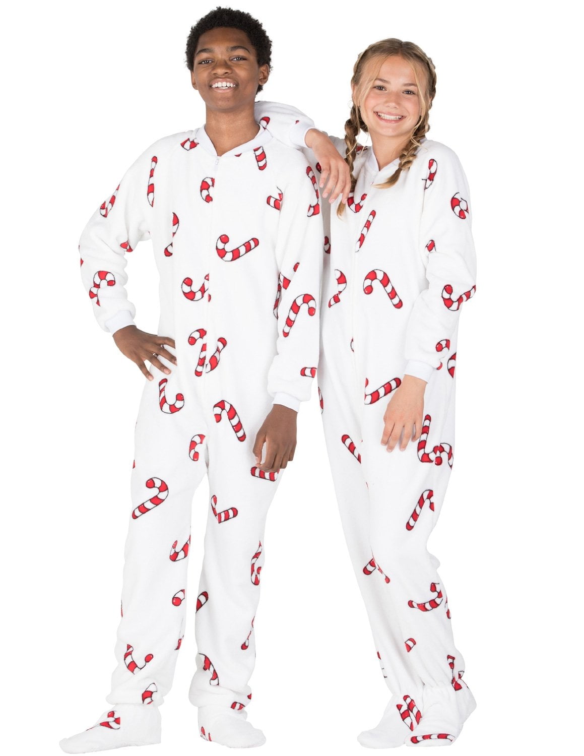 Footed Pajamas Candy Cane Lane Kids Chenille Onesie