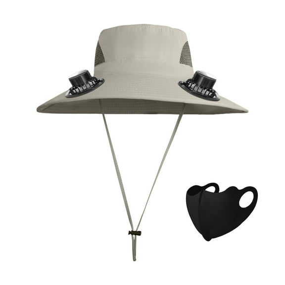 Outdoor Wide Brim Sun Hat, with Solar Fan, Sun Bucket Hat for Outdoor Fishing & Beach Hat with Fan Built in, for Summer Shade