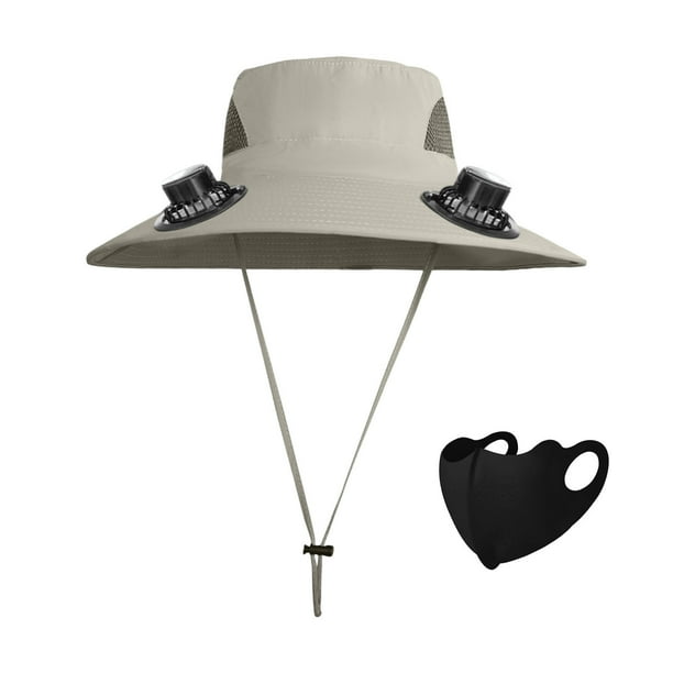 Sombrero de Pescador con Carga Solar Usb y Ventilador Integrado - Sombrero de Verano para Hombre con Protección Solar, Diseño de Malla Transpirable, 48 Cm de Circunferencia