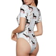 thumbnail image 2 of Salouo Dachshund Dog for Women's Short Sleeve Bodysuit,Sexy Bodysuits One Piece Round Neck Bodysuit Shapewear Tummy Control-X-Large, 2 of 7