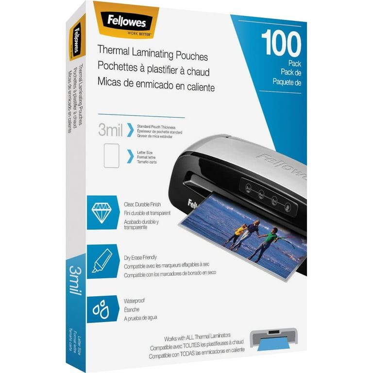 Fellowes Thermal Laminating Pouches, Letter Size, 10 Mil, 50/Pack (52042)