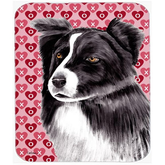 Border Collie Hearts Love And Valentines Day Mouse Pad, Hot Pad Or Trivet