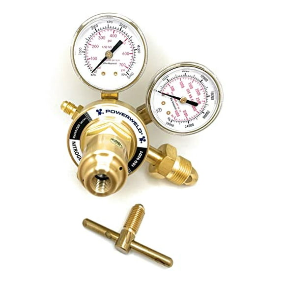 Powerweld Inert Gas HVAC Pressure Regulator 0-450 PSI for CGA-580 Gas Cylinder