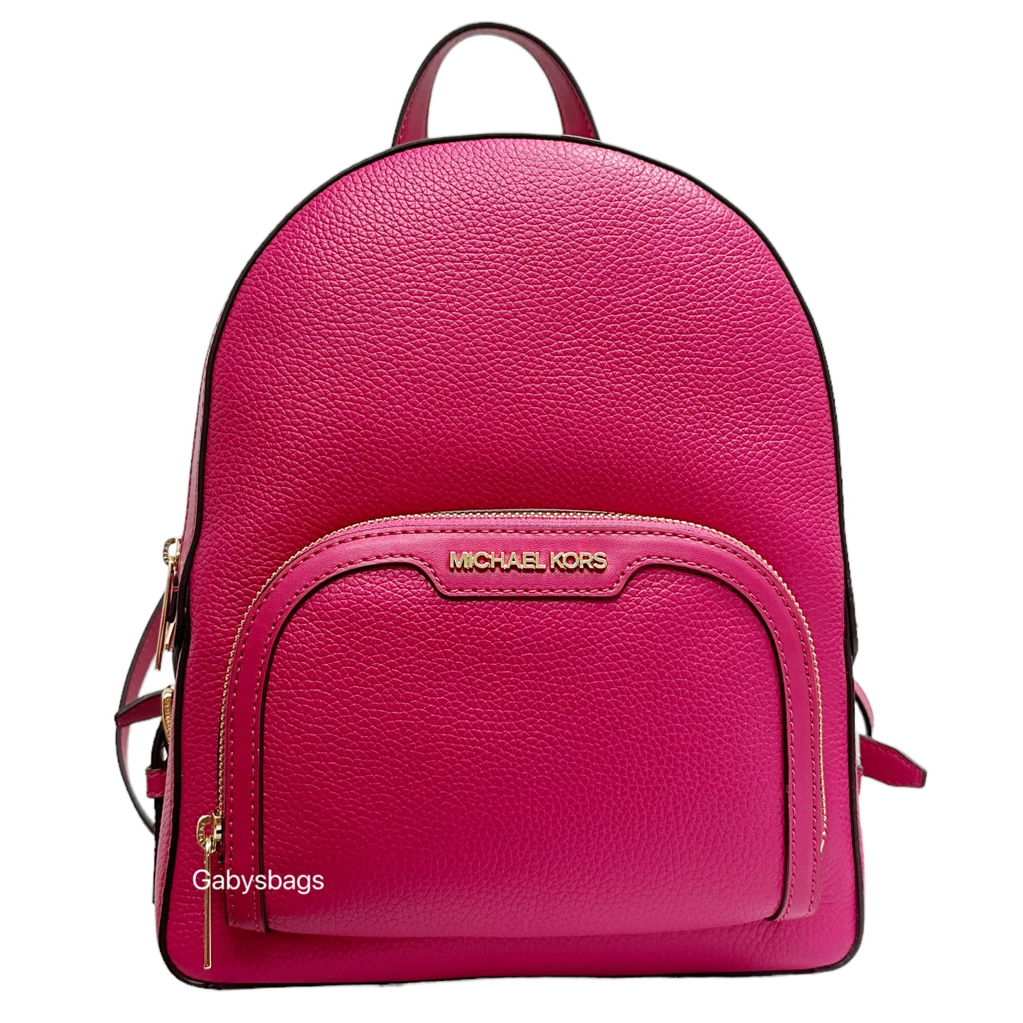 Michael Kors Jaycee Medium Zip Pocket Backpack Carmine Pink Pebbled ...