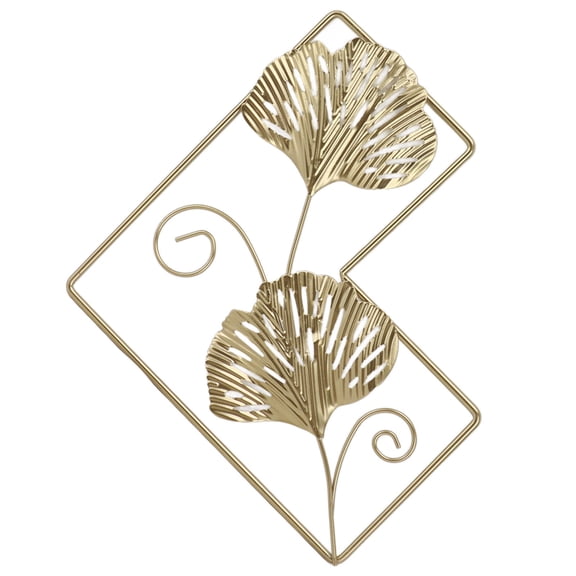 BIMZUC Gold Leaf Iron Wall Decor – Nordic Metal Hanging Art for Living Room, Bedroom, Office