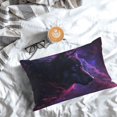 thumbnail image 5 of Goofa Galactic Wolf Stare Print Plush Throw Pillow Case, Soft Velvet with Hidden Zipper, Decorative Cushion Cover for Sofa, Bed, Car, and Home Décor-16"x24", 5 of 6