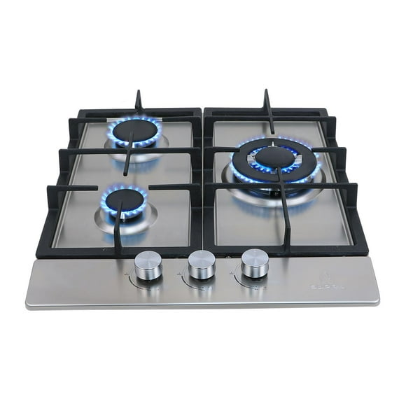 Parrilla Supra de 3 quemadores para empotrar de 45 cm con cubierta de acero inoxidable