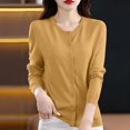 thumbnail image 2 of Ghalytn Women's Crew Neck Cardigan Sweater - Slim Fit Long Sleeve Button Front Knit Top with Ribbed Trim, 2 of 6