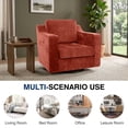 thumbnail image 6 of COOLHUT Swivel Accent Chair, Linen Fabric Modern Upholstered Armchair with Plump Back Pillow, Comfort Barrel Reading Chair for Living Room Bedroom, Brown, 6 of 11