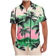 thumbnail image 2 of Zylanna Men's Casual Button Down Shirts with Pockets, Hawaiian Print Short Sleeve Collared Breathable Summer Beach Shirts for Men Hot Pink, 2 of 6