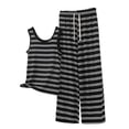 thumbnail image 2 of Xdegoge Two Piece Outfits for Women Scoop Neck Sleeveless Tank Top and Wide Leg Pants Set Casual Lounge Sleepwear Striped Pattern Comfy Summer Pajamas, 2 of 5