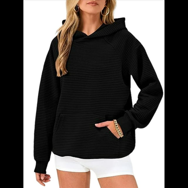 Sudadera con Capucha para Mujer, de Forro Extragrande, de Larga, Cómoda e Informal, Estilo Otoño 2025, Ropa Y2K Negro L