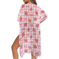 thumbnail image 5 of HELLHERO Strawberry Gingham Print Long Kimono Swimsuit Cover Up High Quality Fabrics Breathable Free Size Bathing Suit Cover Up for Women, 5 of 6